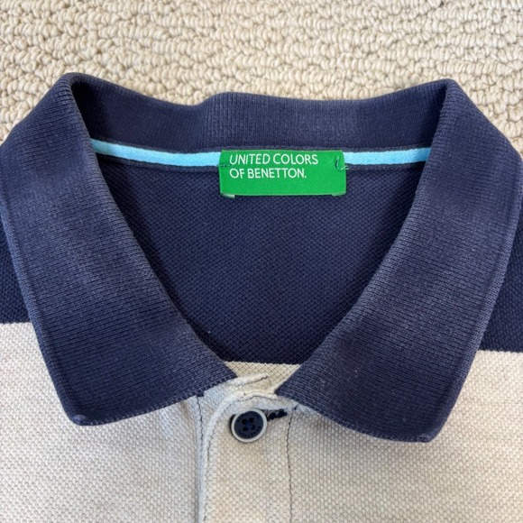United Colors of Benetton Men's Rugby Stripe Polo Shirt, XL, Navy - Picture 9 of 12